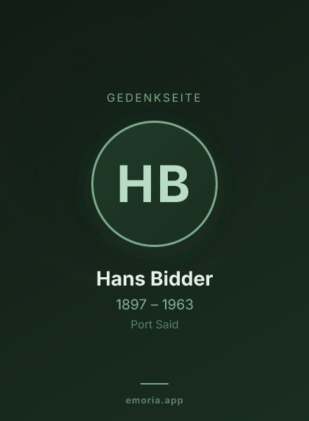 Gedenkportrait von Hans Bidder