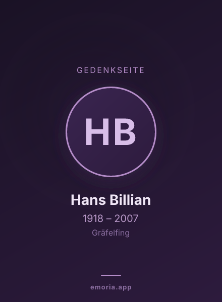 Gedenkportrait von Hans Billian
