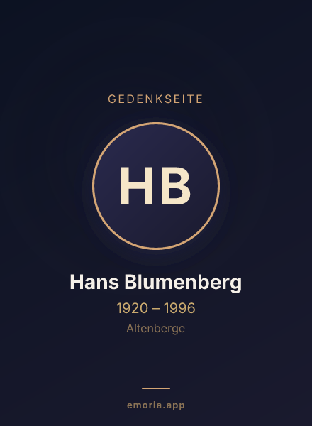 Gedenkportrait von Hans Blumenberg