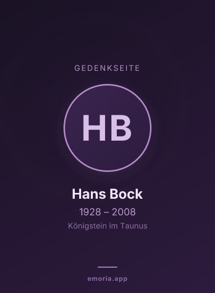 Gedenkportrait von Hans Bock