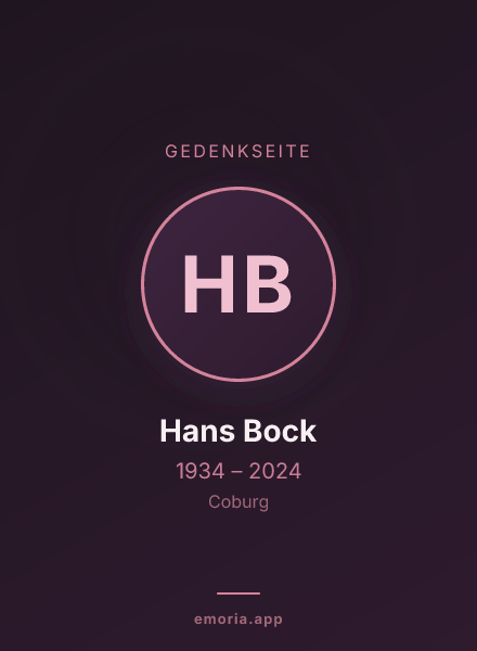 Gedenkportrait von Hans Bock
