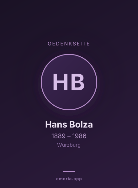 Gedenkportrait von Hans Bolza