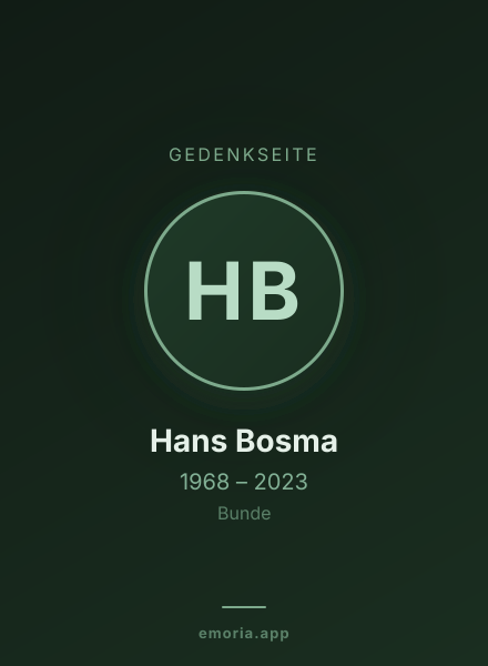 Gedenkportrait von Hans Bosma