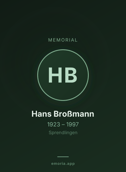 Memorial portrait of Hans Broßmann