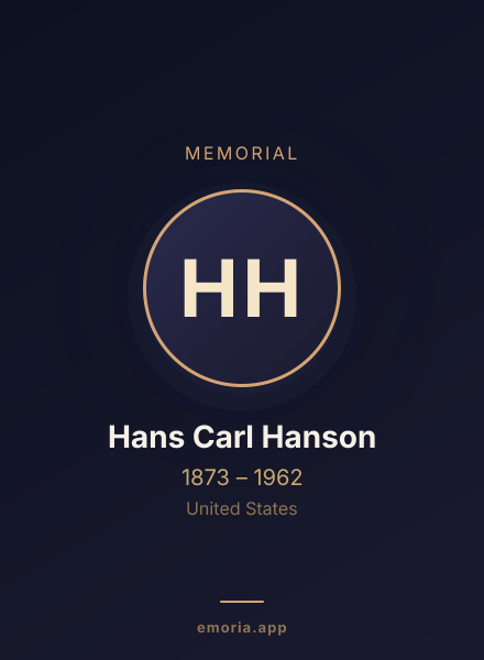Memorial portrait of Hans Carl Hanson
