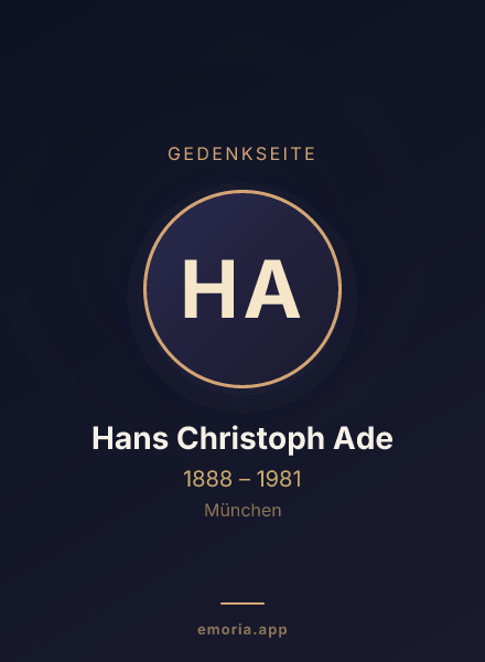 Gedenkportrait von Hans Christoph Ade