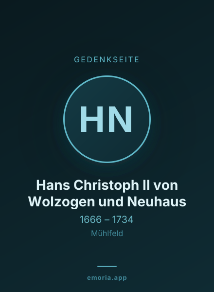 Gedenkportrait von Hans Christoph II von Wolzogen und Neuhaus