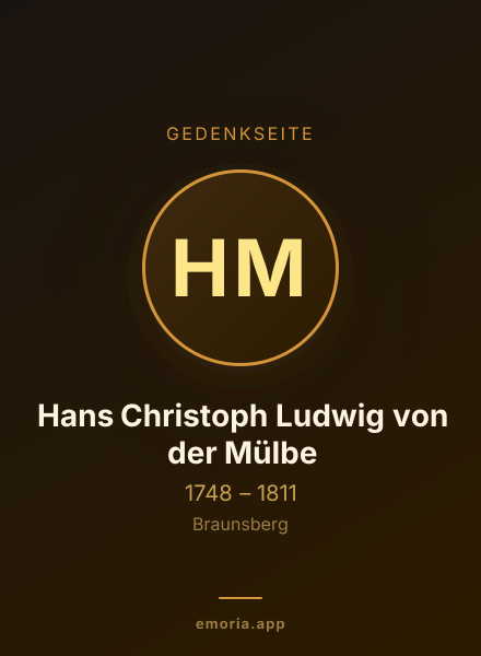 Gedenkportrait von Hans Christoph Ludwig von der Mülbe