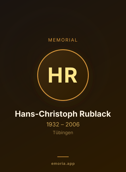 Memorial portrait of Hans-Christoph Rublack