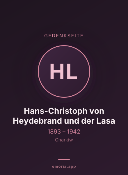 Gedenkportrait von Hans-Christoph von Heydebrand und der Lasa
