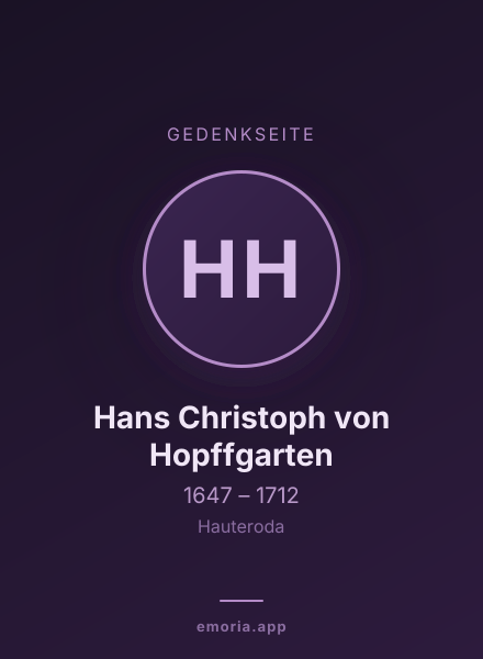 Gedenkportrait von Hans Christoph von Hopffgarten
