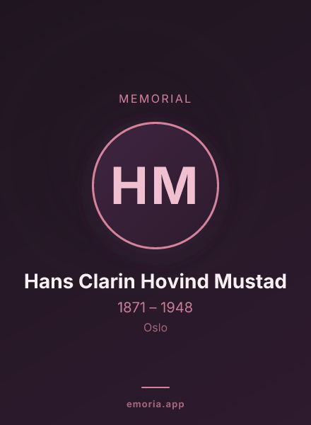 Memorial portrait of Hans Clarin Hovind Mustad