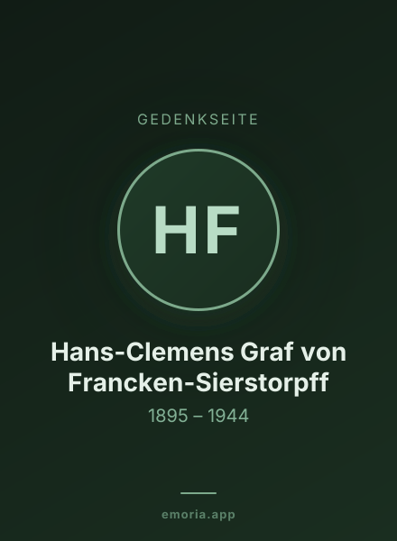 Gedenkportrait von Hans-Clemens Graf von Francken-Sierstorpff