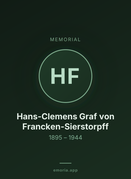 Memorial portrait of Hans-Clemens Graf von Francken-Sierstorpff