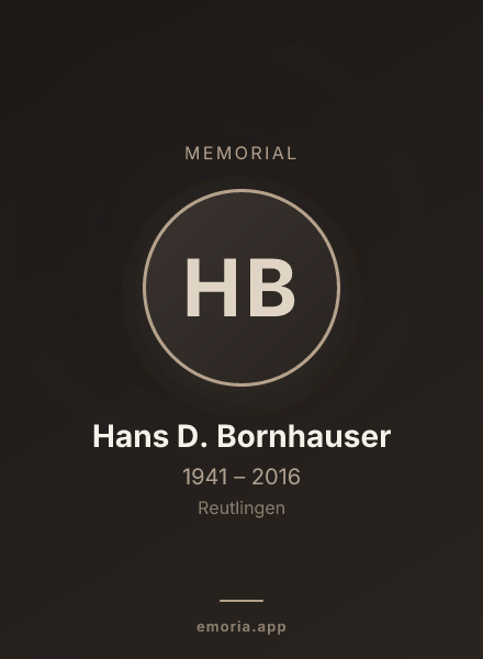 Memorial portrait of Hans D. Bornhauser