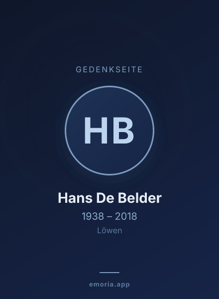 Gedenkportrait von Hans De Belder