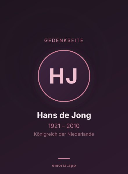 Gedenkportrait von Hans de Jong