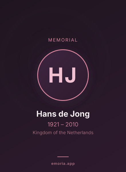 Memorial portrait of Hans de Jong