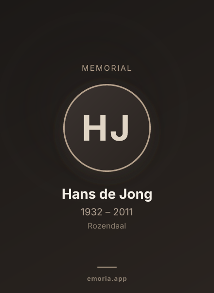 Memorial portrait of Hans de Jong