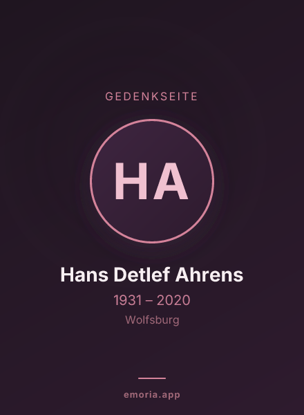 Gedenkportrait von Hans Detlef Ahrens