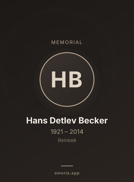 Memorial portrait of Hans Detlev Becker