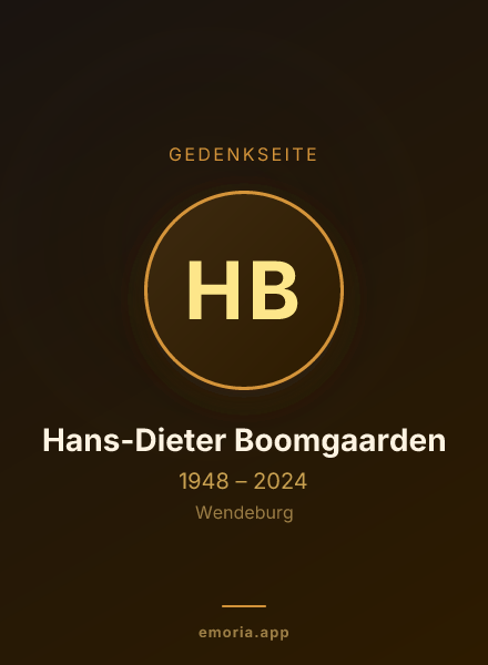 Gedenkportrait von Hans-Dieter Boomgaarden
