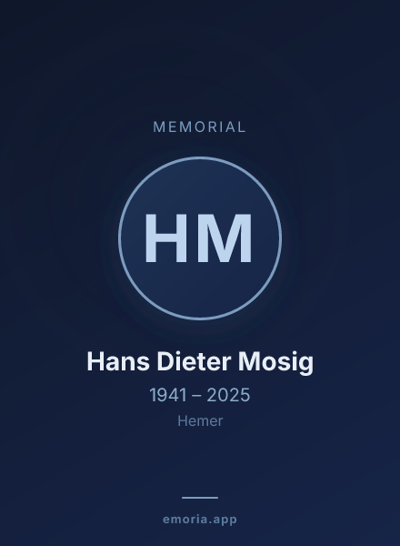 Memorial portrait of Hans Dieter Mosig