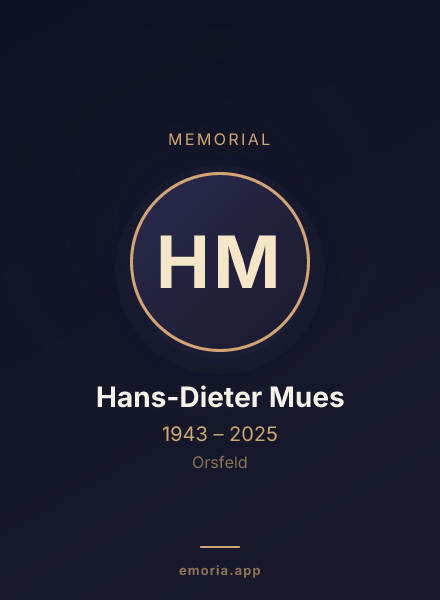 Memorial portrait of Hans-Dieter Mues