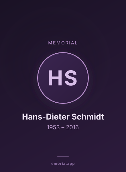 Memorial portrait of Hans-Dieter Schmidt