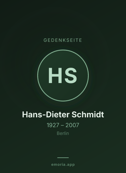 Gedenkportrait von Hans-Dieter Schmidt