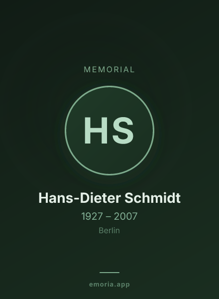 Memorial portrait of Hans-Dieter Schmidt