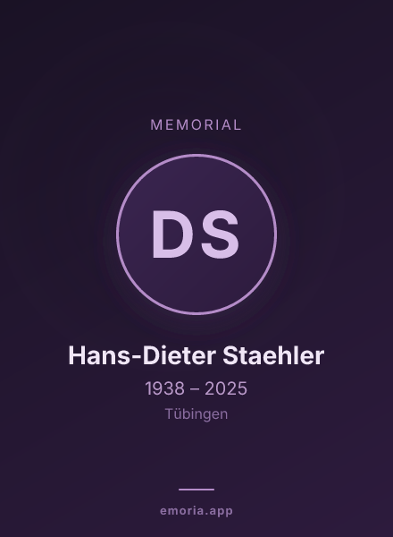 Memorial portrait of Dr. med. Hans-Dieter Staehler
