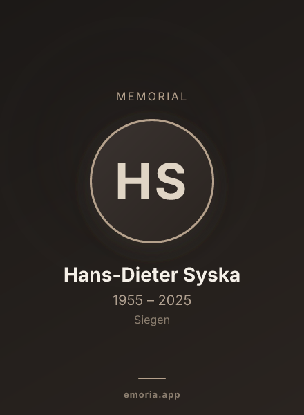 Memorial portrait of Hans-Dieter Syska
