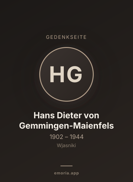 Gedenkportrait von Hans Dieter von Gemmingen-Maienfels