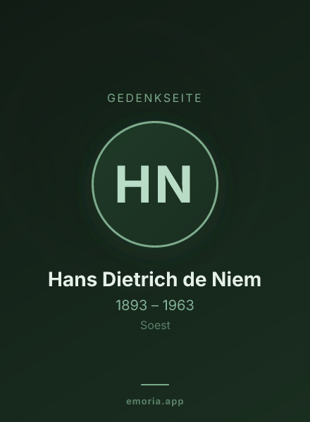 Gedenkportrait von Hans Dietrich de Niem