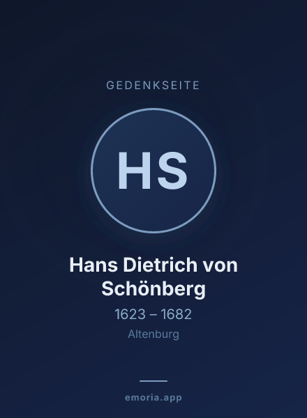 Gedenkportrait von Hans Dietrich von Schönberg