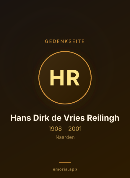 Gedenkportrait von Hans Dirk de Vries Reilingh