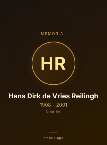 Memorial portrait of Hans Dirk de Vries Reilingh