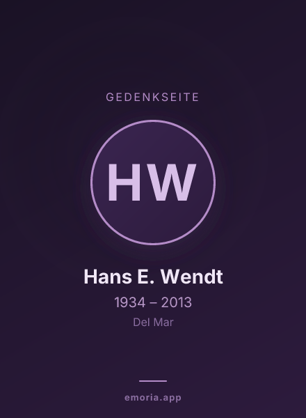 Gedenkportrait von Hans E. Wendt