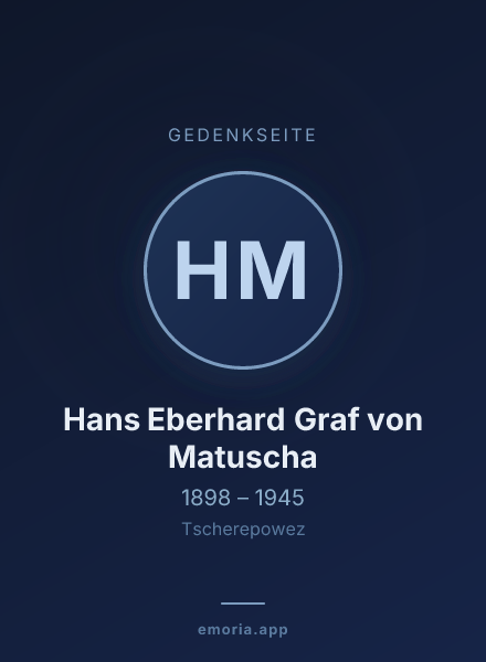 Gedenkportrait von Hans Eberhard Graf von Matuscha