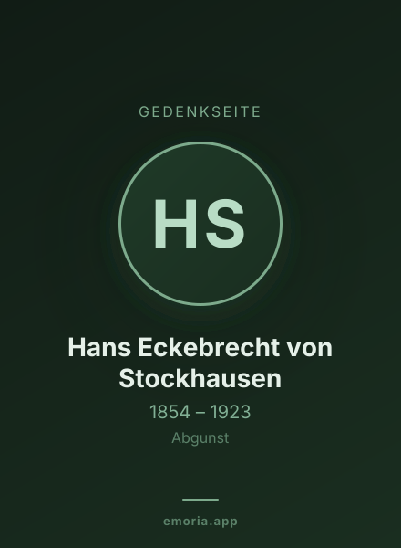 Gedenkportrait von Hans Eckebrecht von Stockhausen