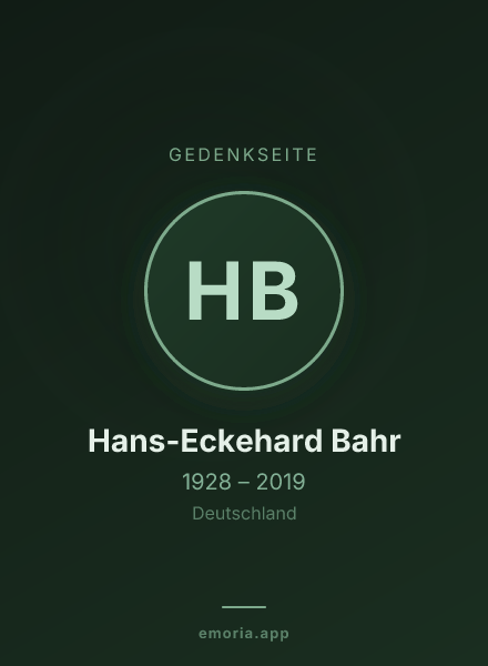 Gedenkportrait von Hans-Eckehard Bahr