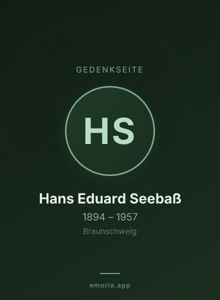 Gedenkportrait von Hans Eduard Seebaß