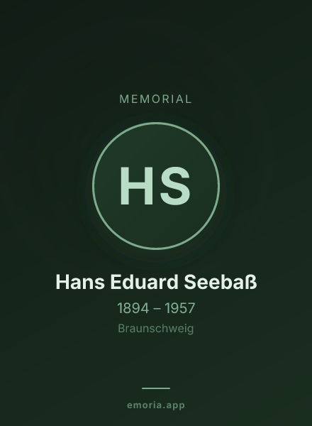 Memorial portrait of Hans Eduard Seebaß