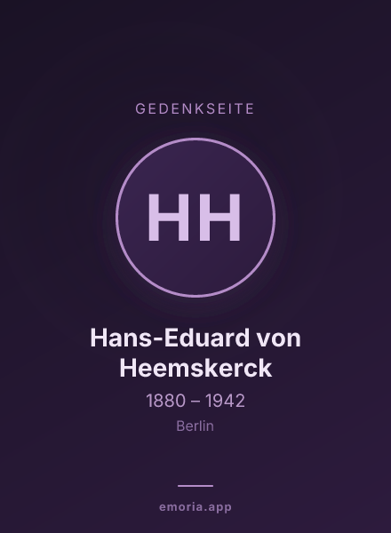Gedenkportrait von Hans-Eduard von Heemskerck