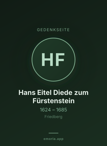 Gedenkportrait von Hans Eitel Diede zum Fürstenstein