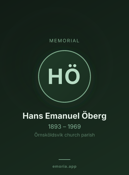 Memorial portrait of Hans Emanuel Öberg