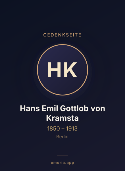 Gedenkportrait von Hans Emil Gottlob von Kramsta
