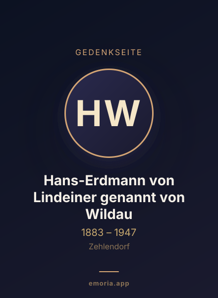 Gedenkportrait von Hans-Erdmann von Lindeiner genannt von Wildau
