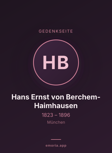 Gedenkportrait von Hans Ernst von Berchem-Haimhausen